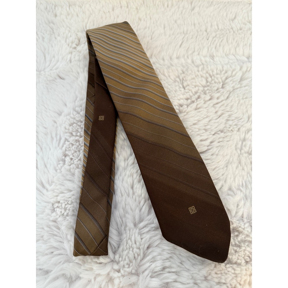 Givenchy Gentlemen Paris Brown Striped‎ Necktie Vintage Coffee's California